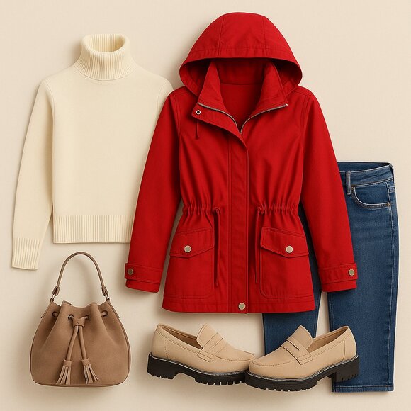 Susan Graver Red Lightweight Hooded Jacket - Size S - Picture 2 of 16